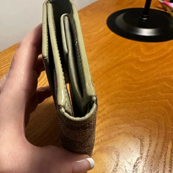 Gucci Brown Coated Canvas & Sage Green Leather Compact Wallet - Picture 7 of 10